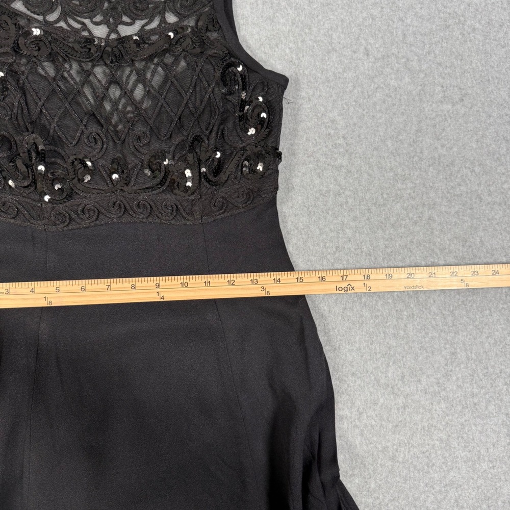 Bari Jay Vintage 90s Black Sequin Lace Maxi Dress Formal Gown Size 5-6 - Picture 7 of 11
